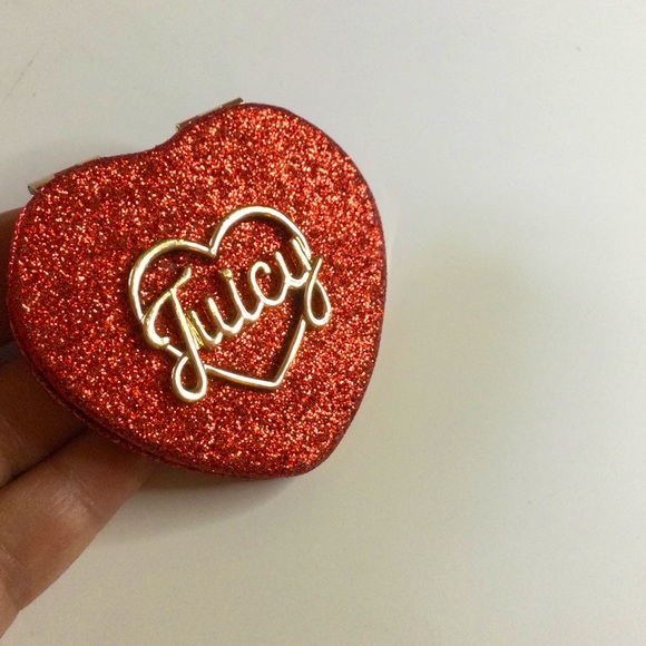 JUICY COUTURE RED GLITTER HEART COMPACT MIRROR NEW - Picture 3 of 7